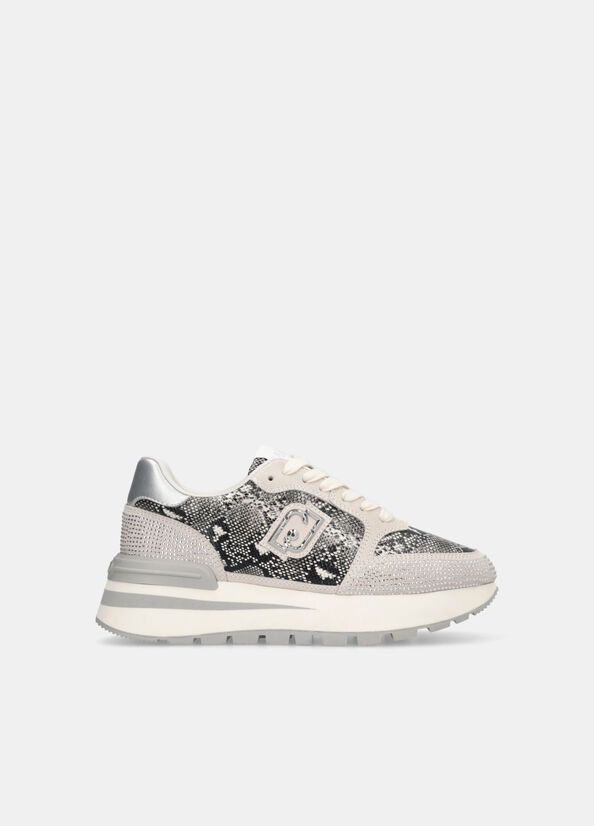 Sneakers in pitone con strass