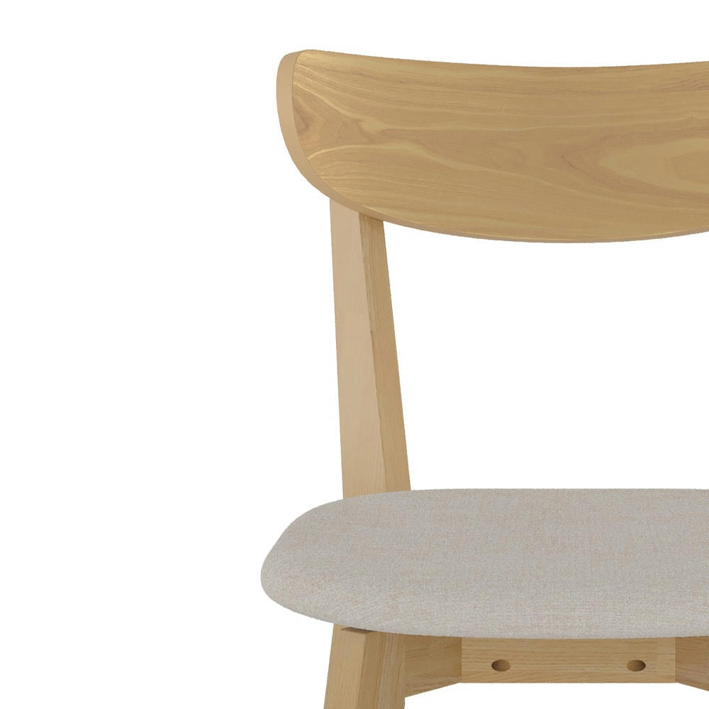 TABATA - Chaise en tissu beige et bois de frêne (lot de 2)