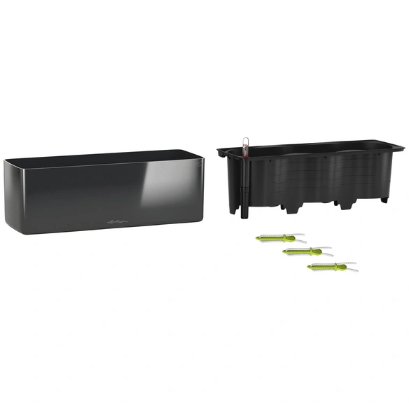 Pflanzgefäß »CUBE Glossy«, Kunststoff, anthrazit, rechteckig