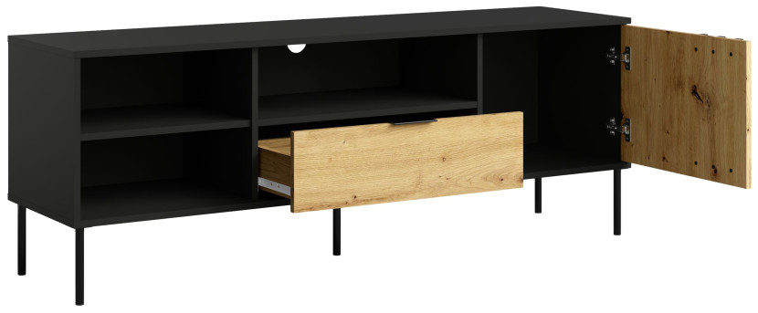 Czarna szafka RTV 160 cm nowoczesna RUSTICA