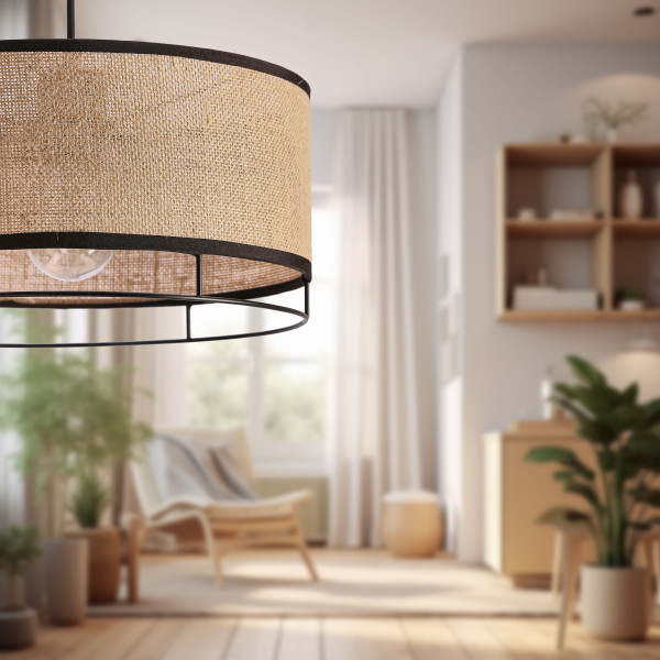 Lampa wisząca Ardi beżowy abażur czarno-beżowa 1xE27x40W IP20 Candellux