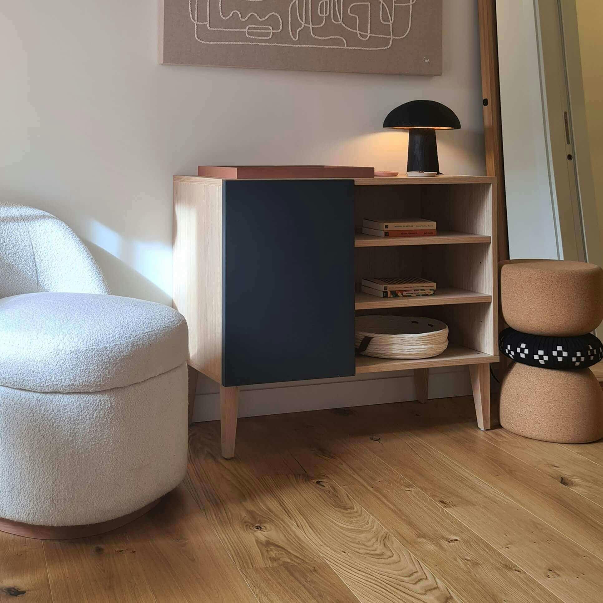 BEKY - Petit buffet, 3 étagères en rose blush - 75*90*40