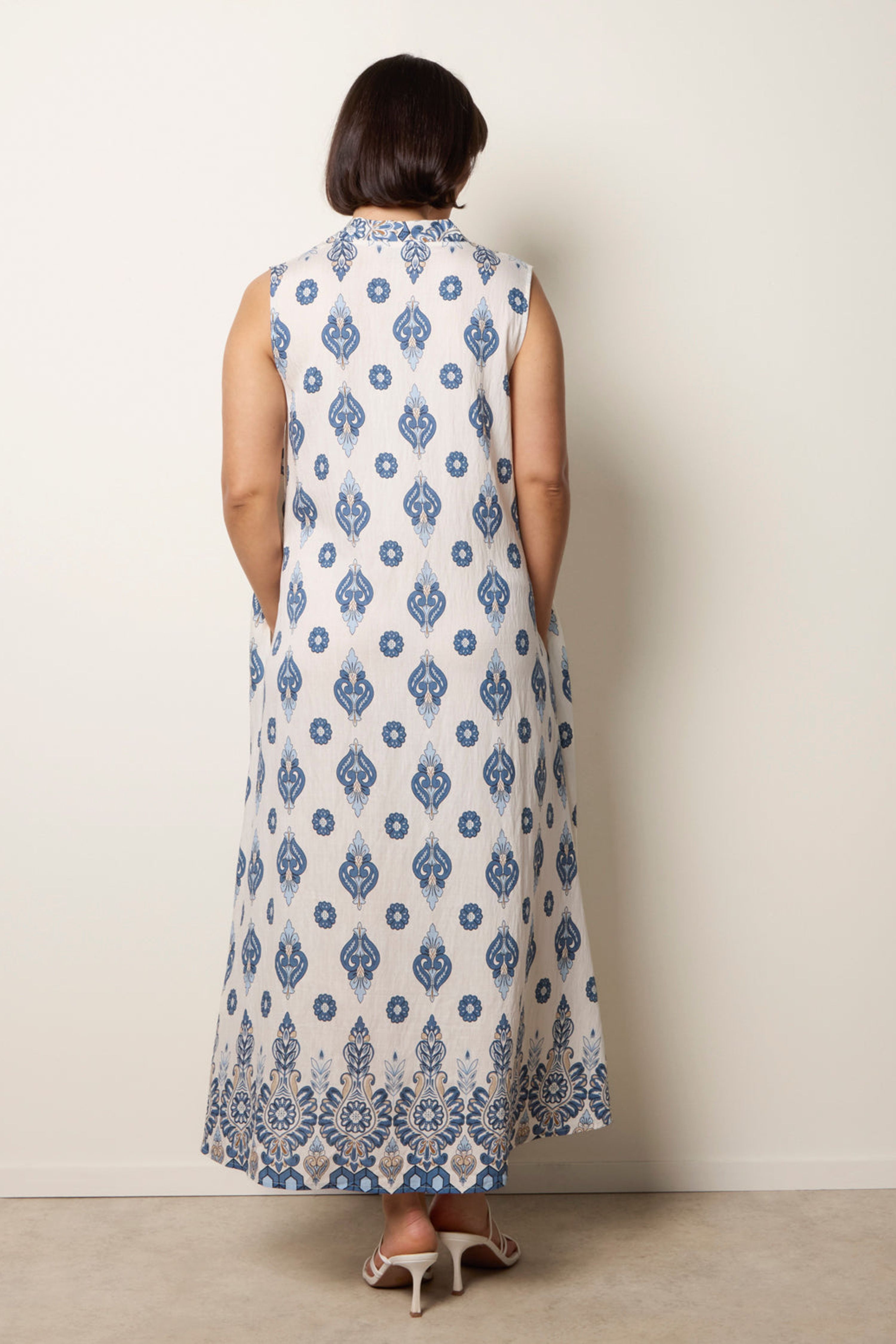 Blue Vanilla Navy Floral Print A Line Dress