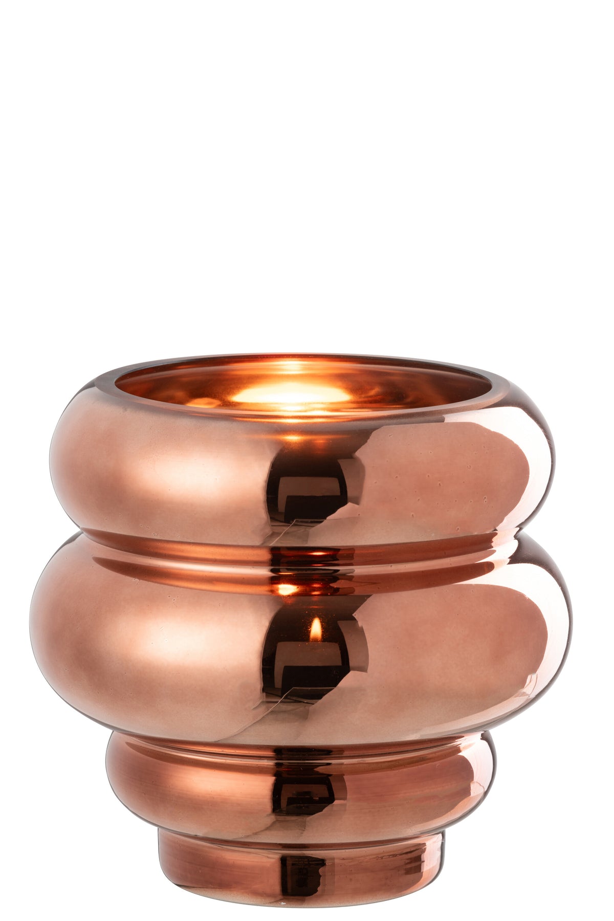 J-Line theelichthouder/vaas Cléa - glas - bruin - Ø 20 cm