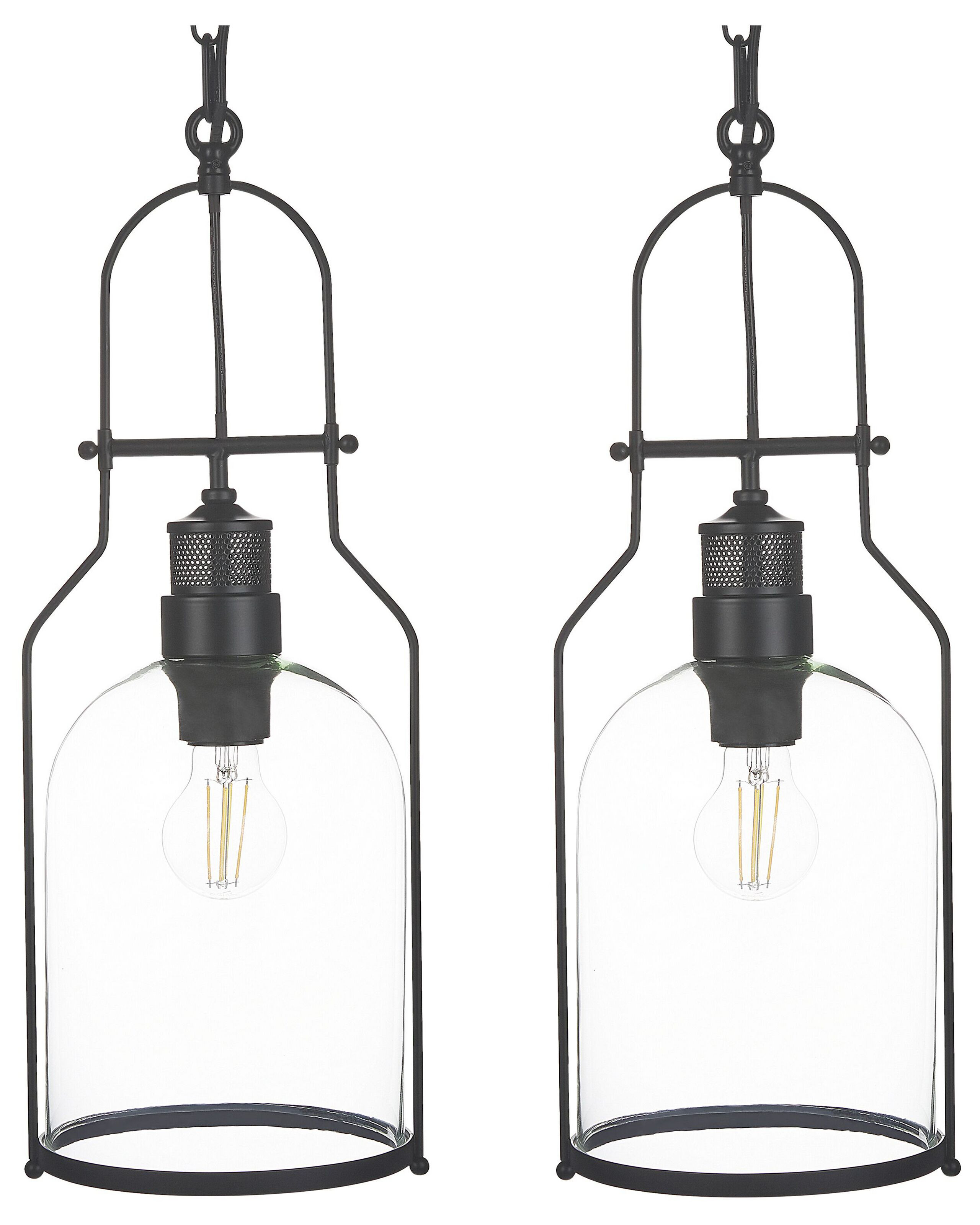 Zestaw 2 lamp wiszących metalowy czarny