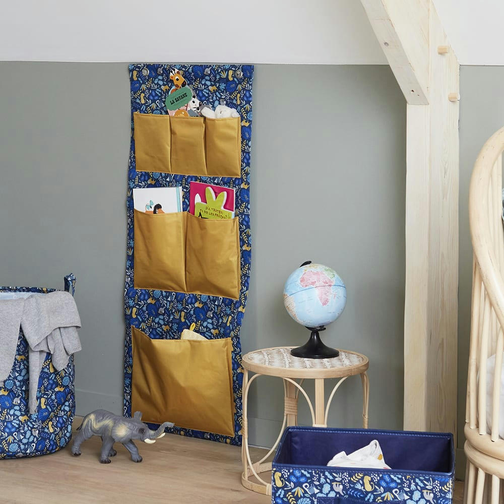 SAFARI - Organisateur mural pour enfants bleu 100x40x1cm