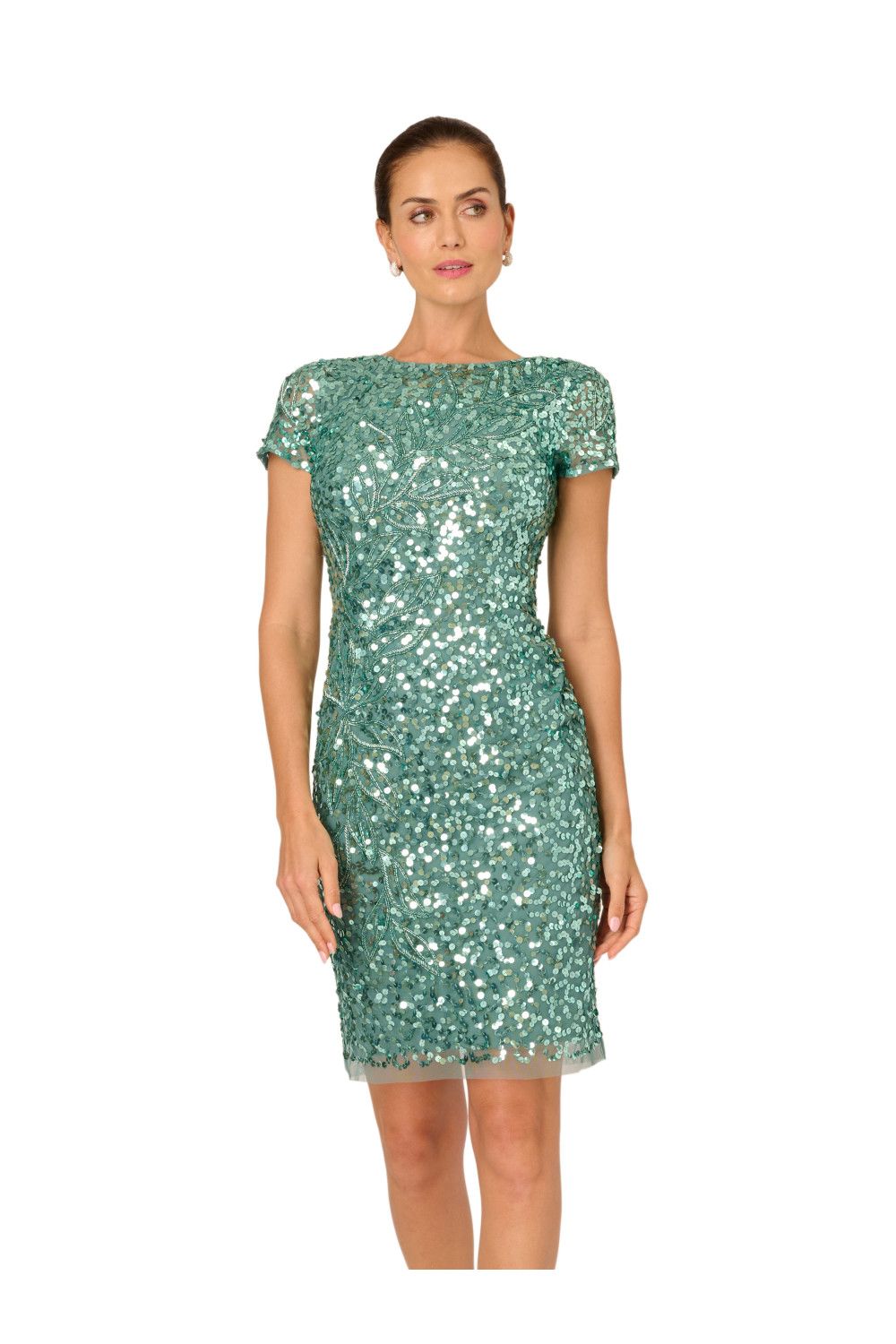 Adrianna Papell Bead Mesh Sheath Dress