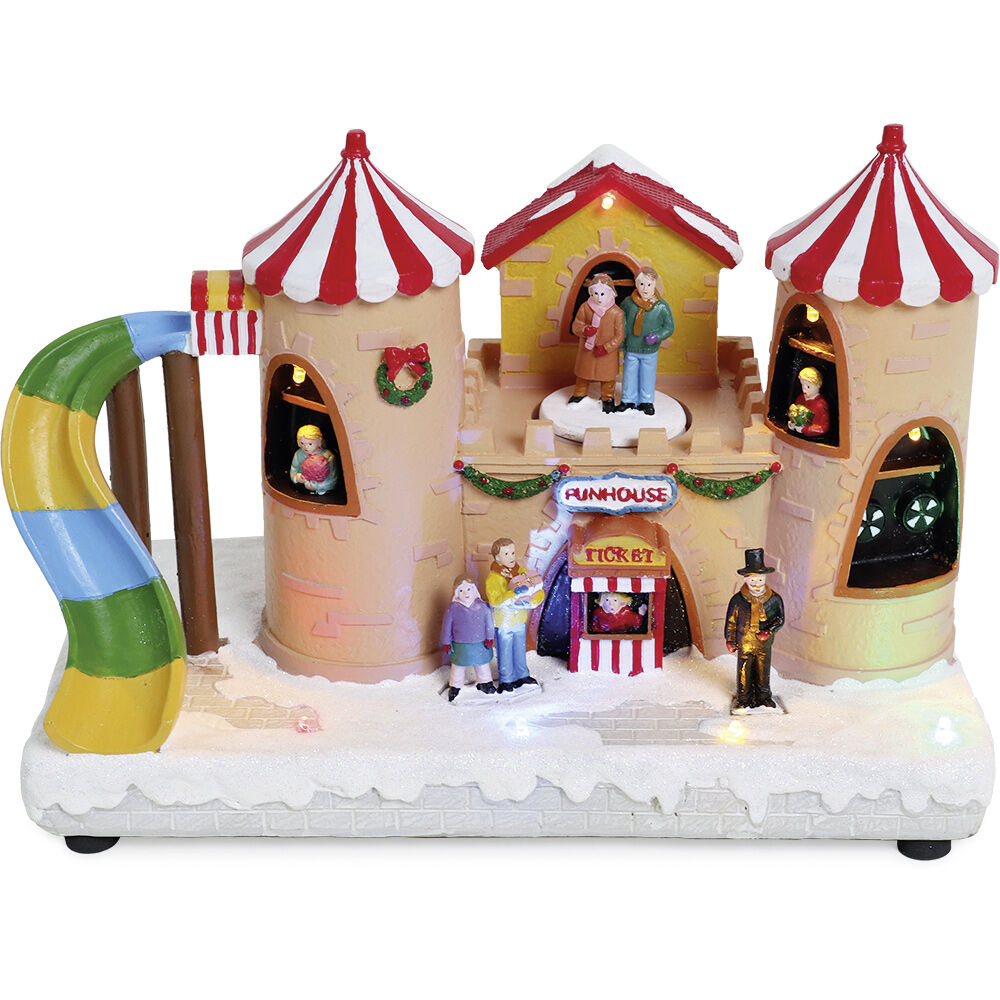 Village de No&euml;l château animé lumineux musical 8 LED multicolore fixe