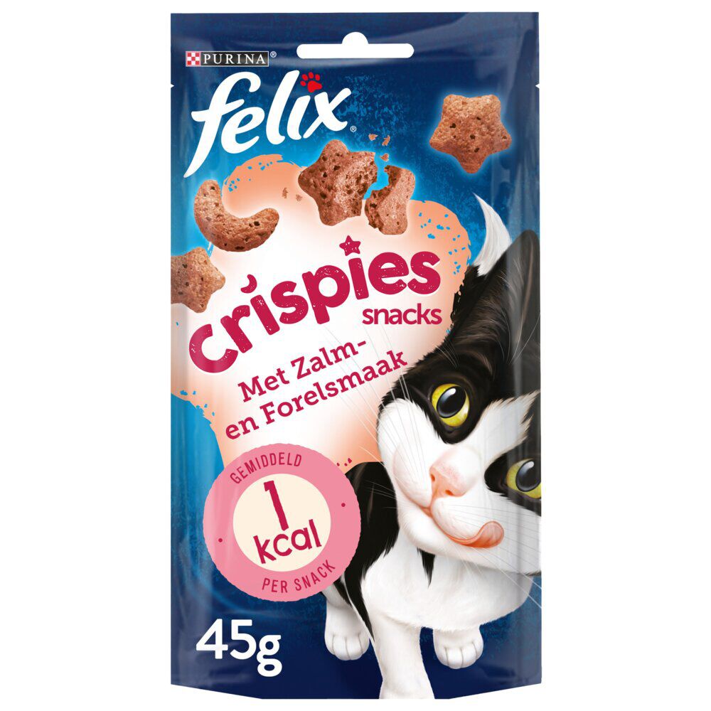Friandise pour chat Félix crispies saveur saumon et truite sachet 45g