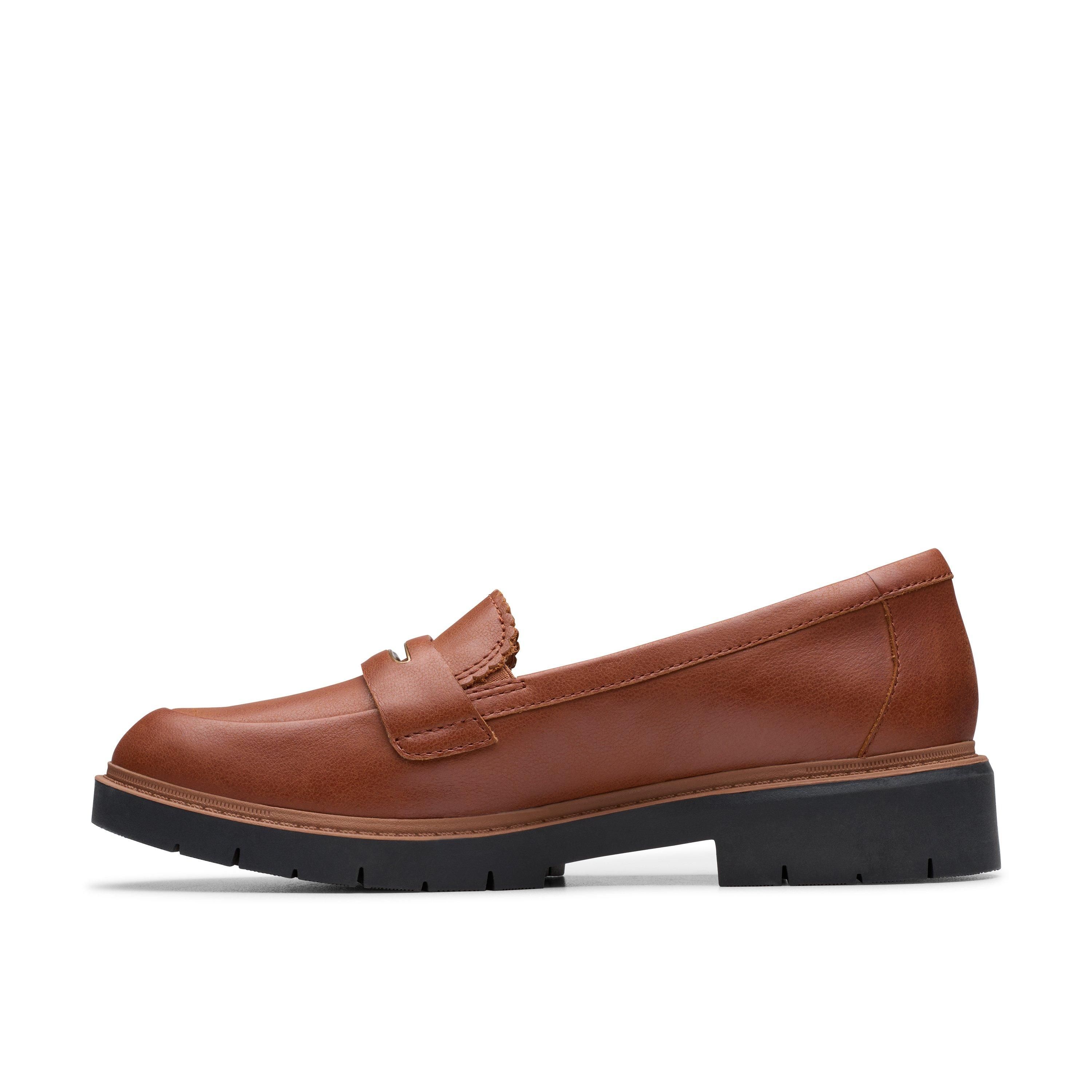Clarks Westlynn Glow Tan Leather Loafers,Slip Ons