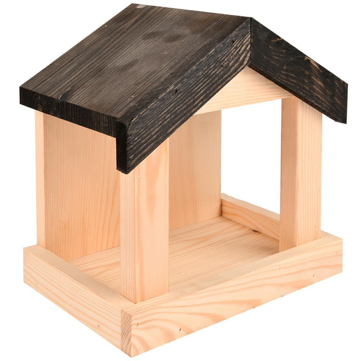 Karmnik dla ptaków drewniany brązowy 20x15x23 cm domek