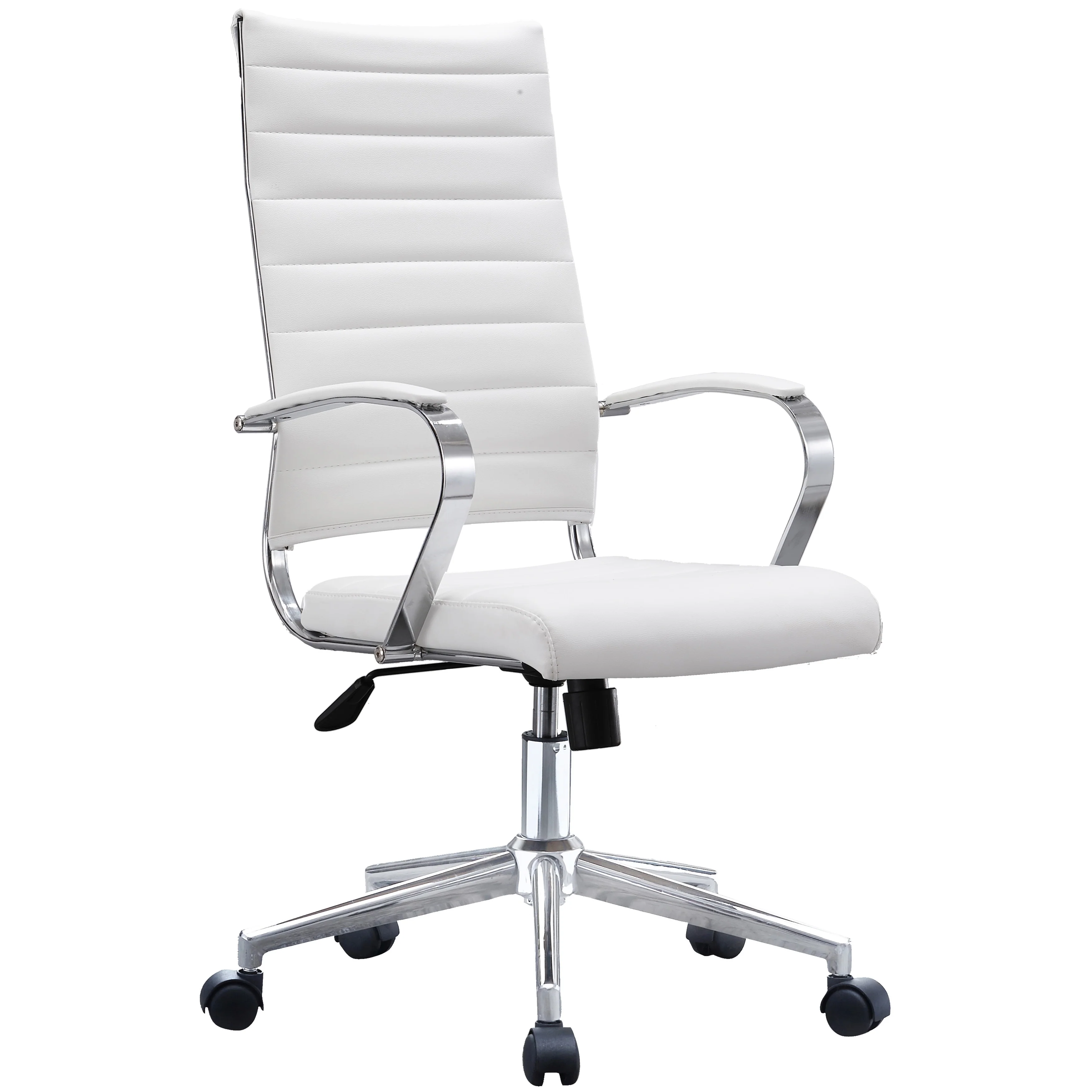Modern High Back Office Chair Ribbed PU Leather Manager Tilt Conference Room Computer Desk Boss Task Executive Boss