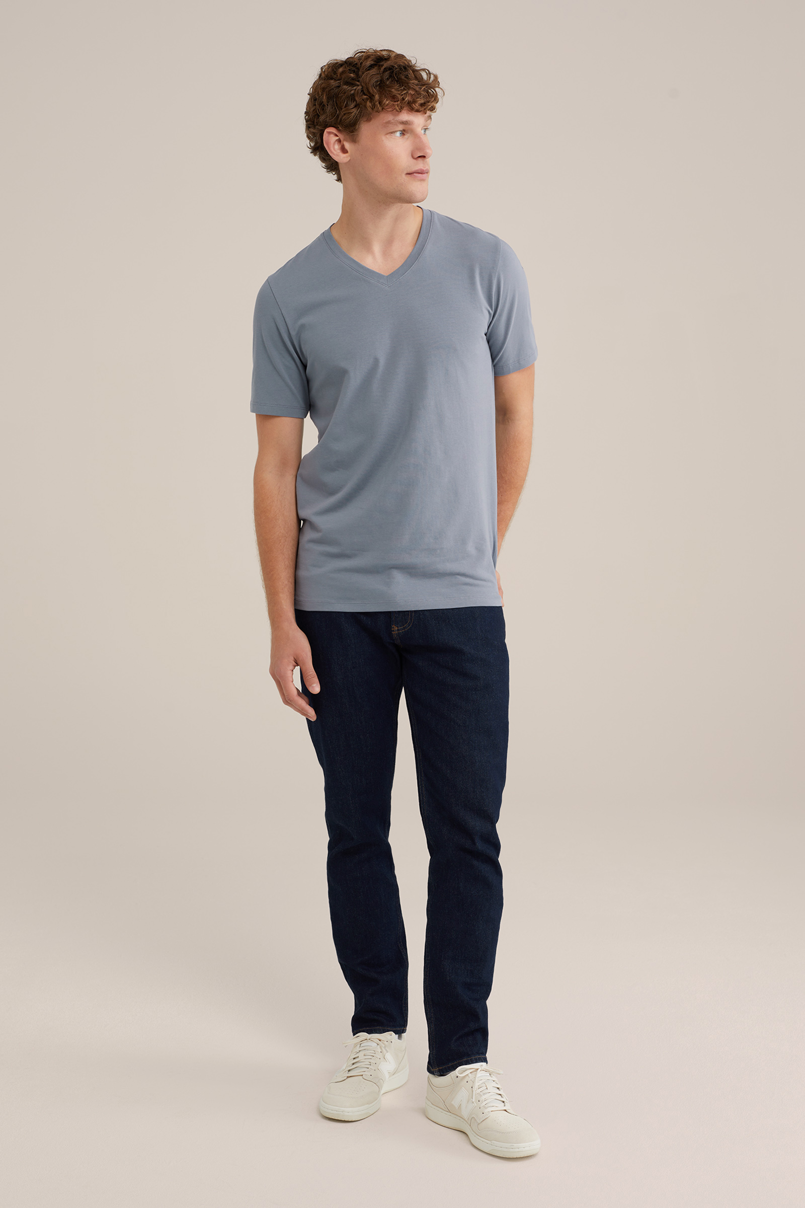 Heren Slim fit T-shirt met V-hals
