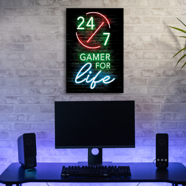 Feeby Obraz na płótnie, Napis Gamer for life 40x60