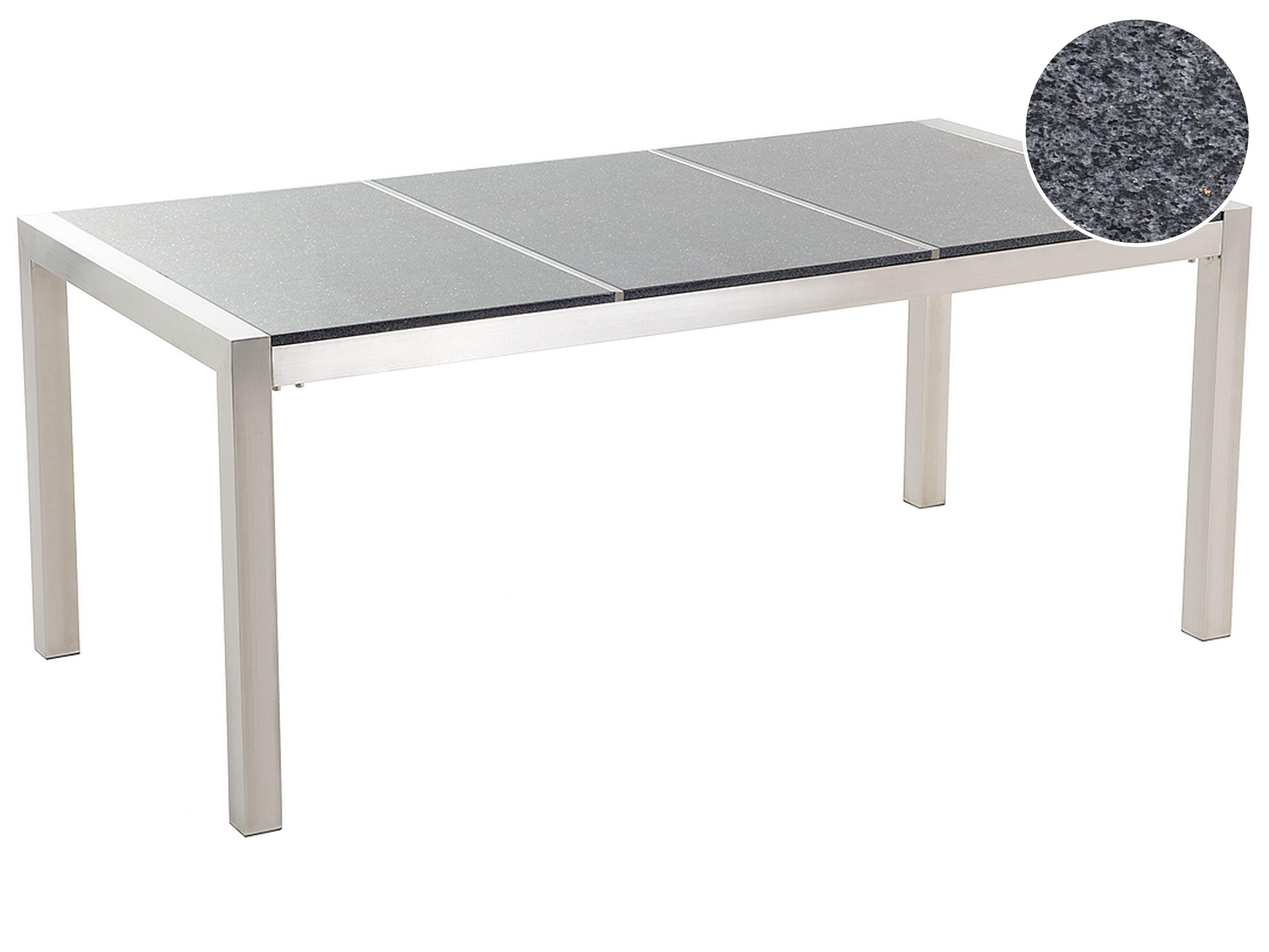 Garden Dining Table GROSSETO 180 cm 90 cm Polished Granite Grey