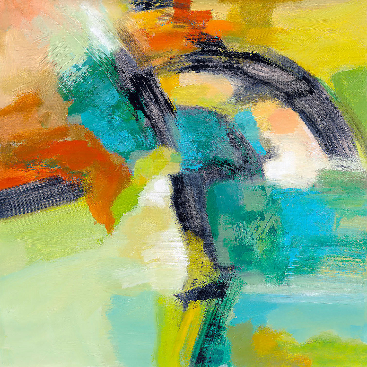 - Tableau Arc en ciel sur l'asphalte imprimé sur toile 50x50cm