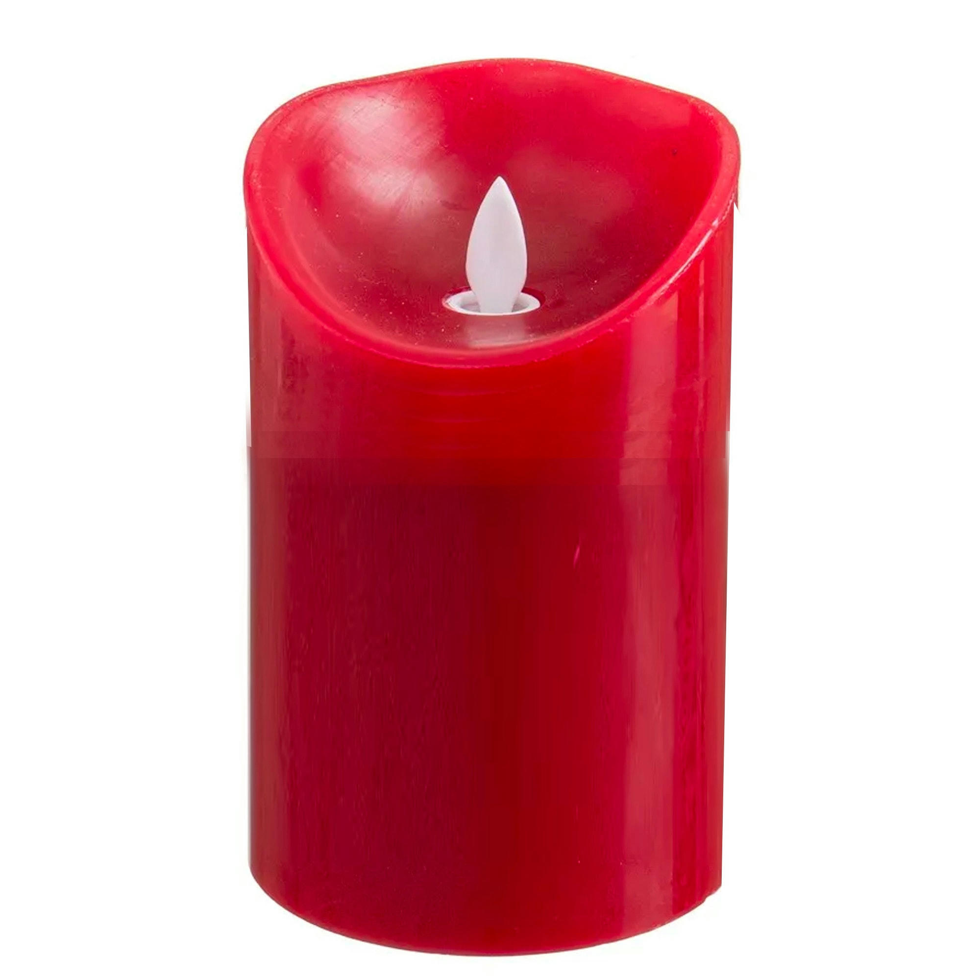 - Bougie LED rouge avec mouvement de flamme 9x14cm
