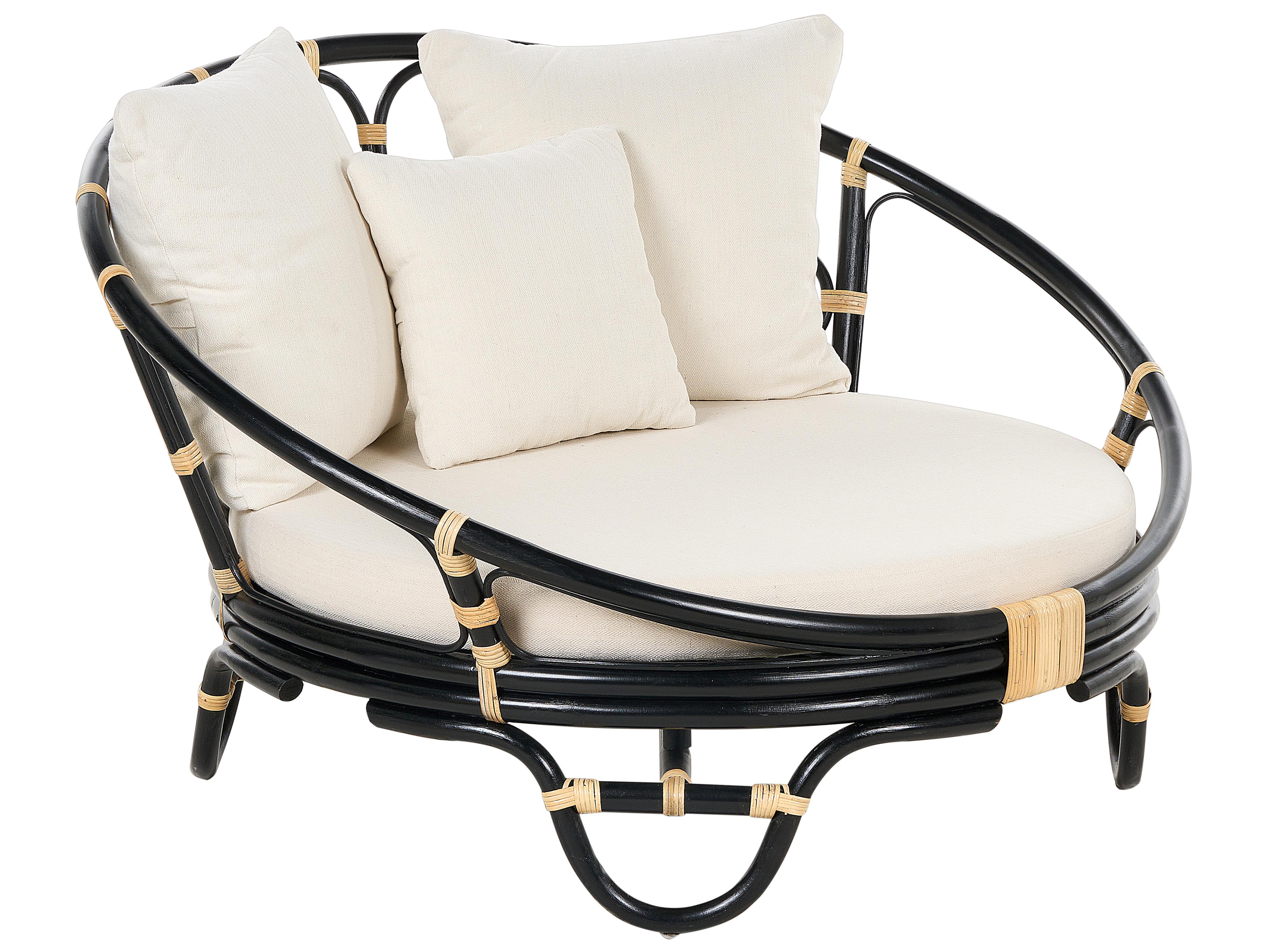 Garden Daybed ROSSANO Rattan Black