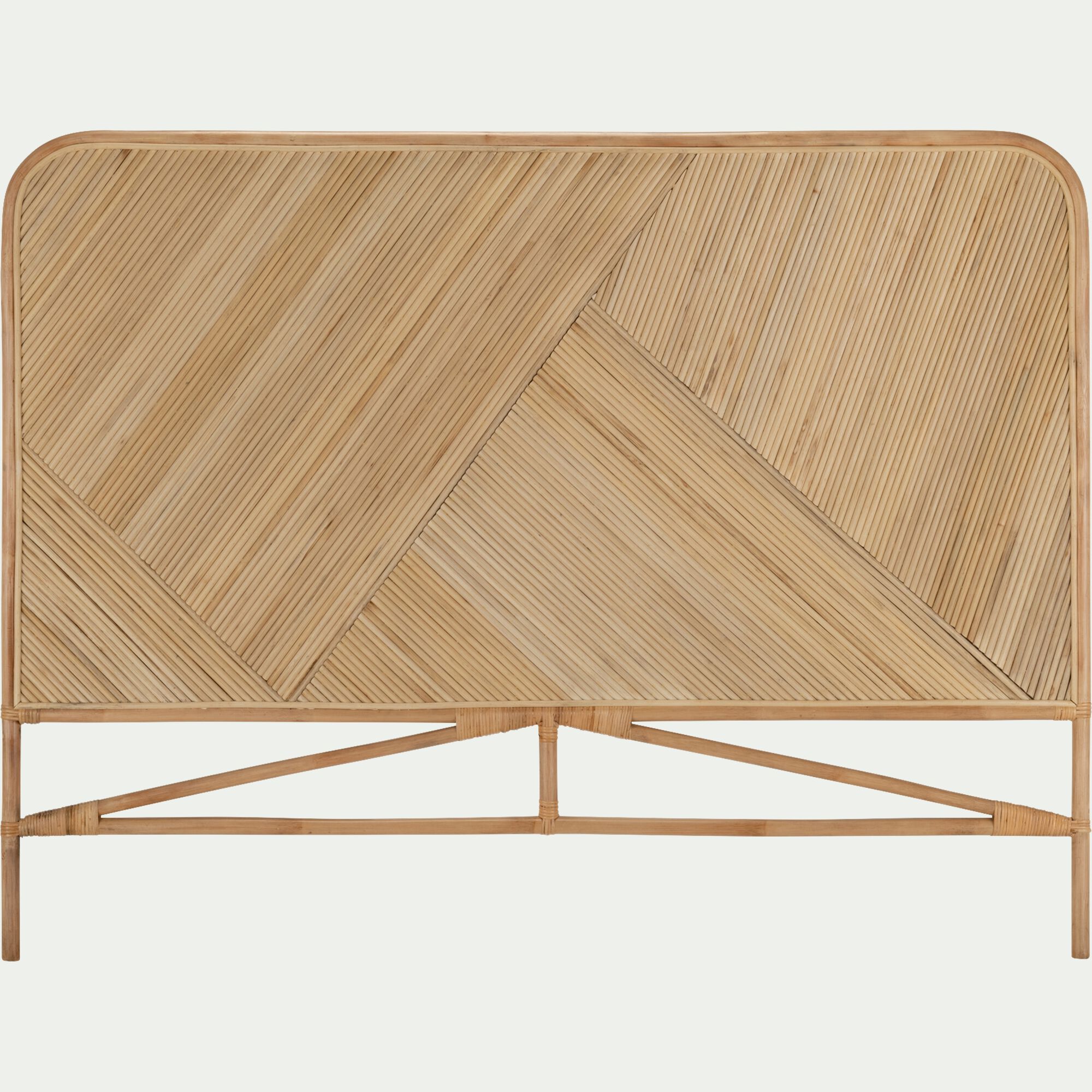 MARIETTA - Tête de lit rectangulaire en rotin 130x170 - bois clair