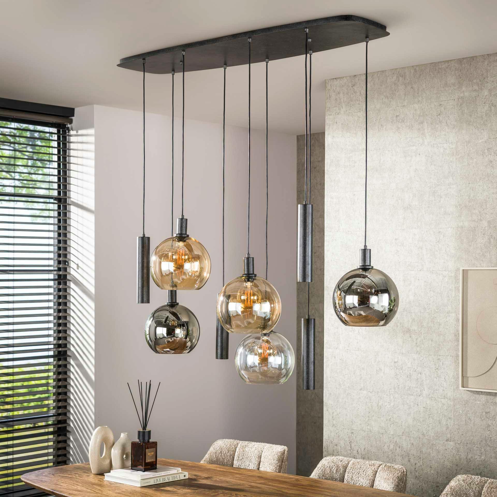Suspension cuisine design 9 abat-jour assortis NOVA