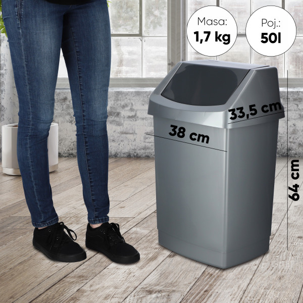 Curver Kosz Na Śmieci Uchylny 50 L Grafitowy