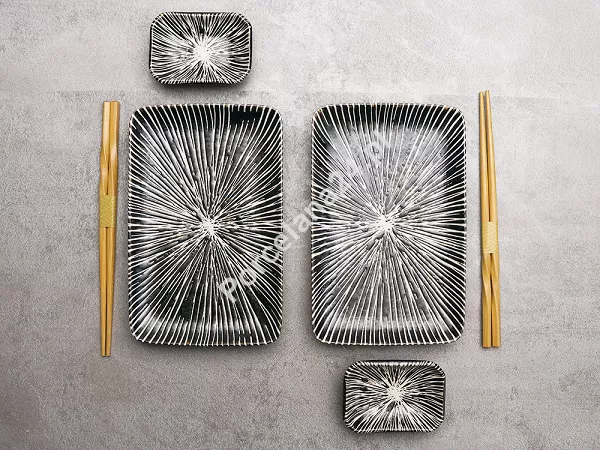 Zestaw do sushi dla 2 osób (4 el.) z pałeczkami Tokyo Design Studio - Tokusa Brown 33847