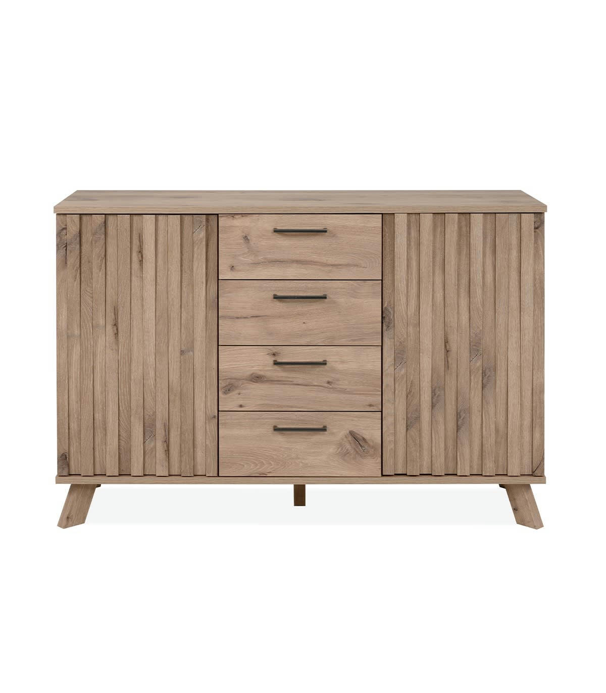 OPOLE - Buffet 4 tiroirs 2 portes effet bois - L127 x H85 cm
