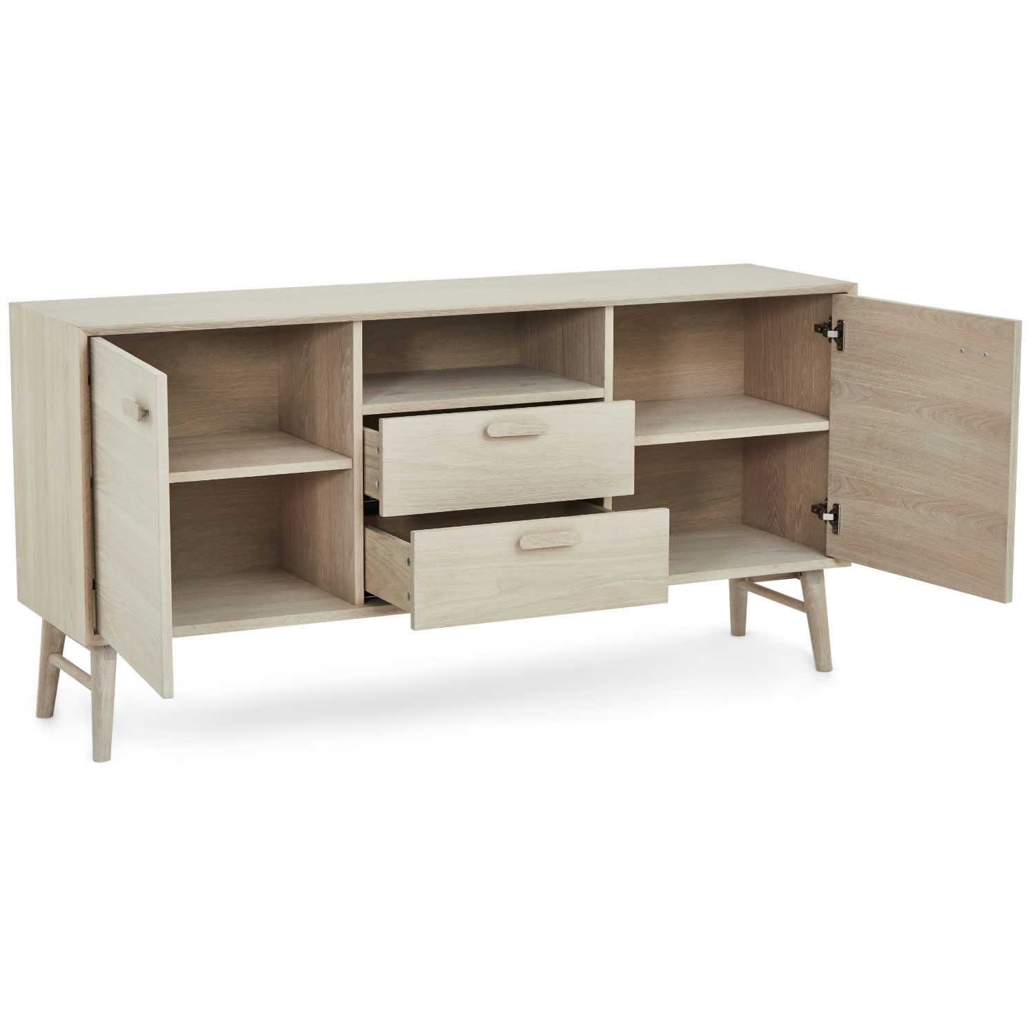 PORTO - Buffet 2 portes 2 tiroirs en chêne massif clair