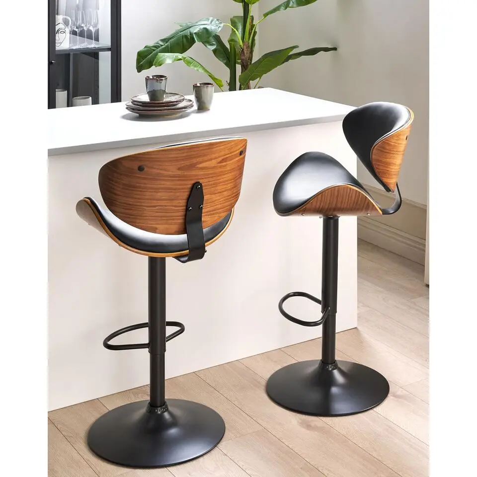 ROTTERDAM II - Barkruk verstelbaar - Zwart - Kunstleer