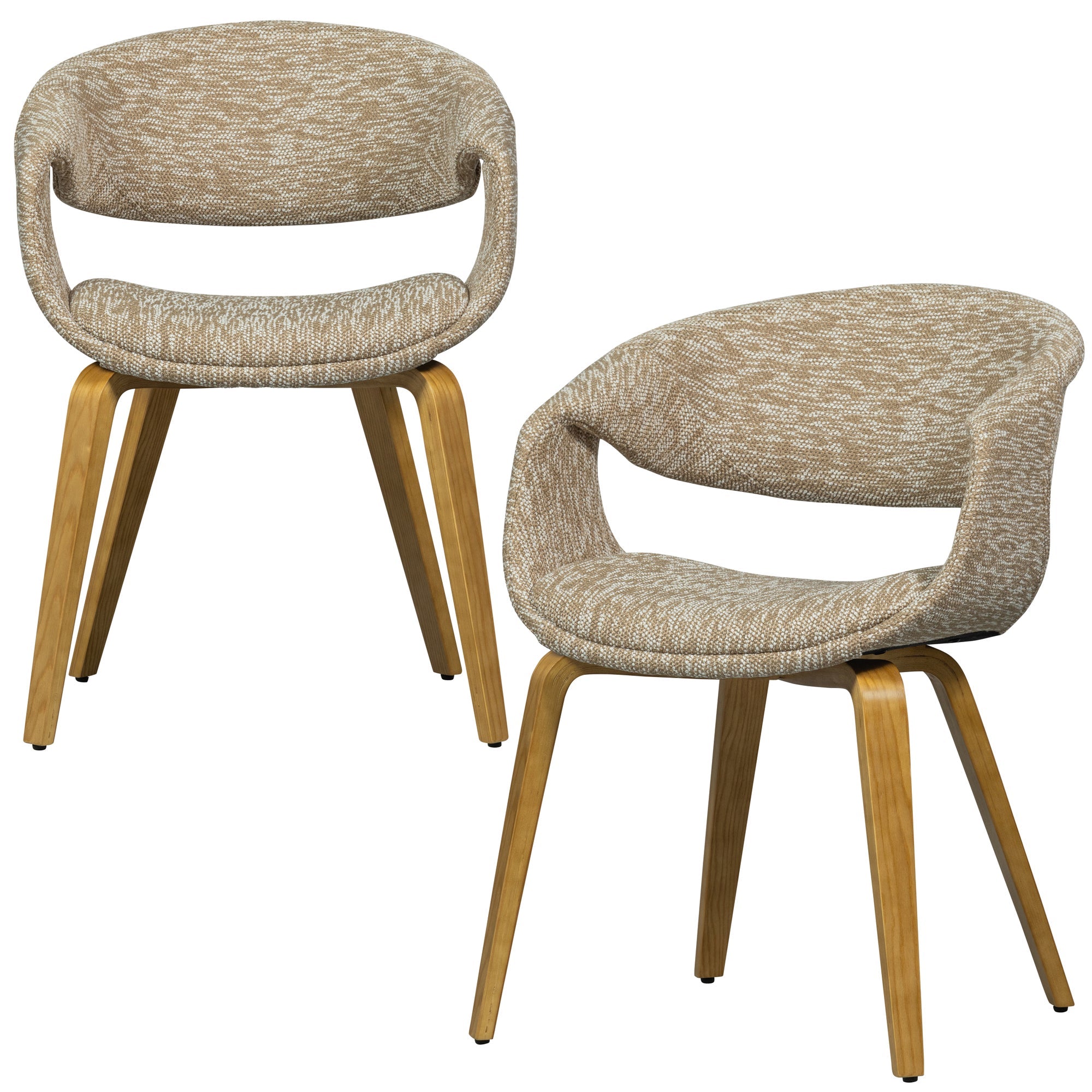 WOOOD eetkamerstoelen met houten naturel poot Yossi - Zand - Set van 2