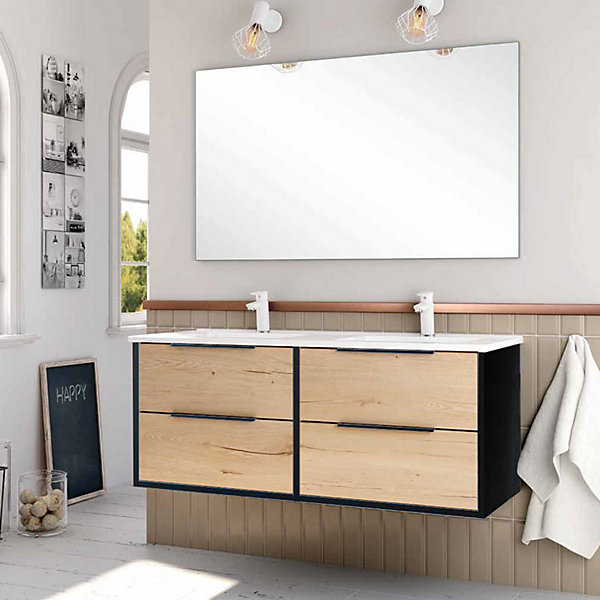 Ensemble Meuble Duox noir/bois 119,5cm