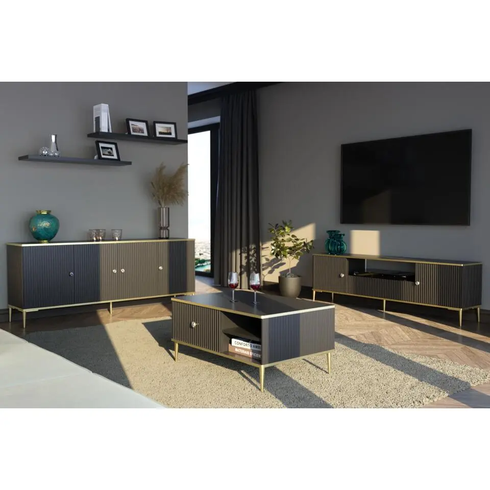 PETRA TV-meubel 180 cm 2D2S mat zwart