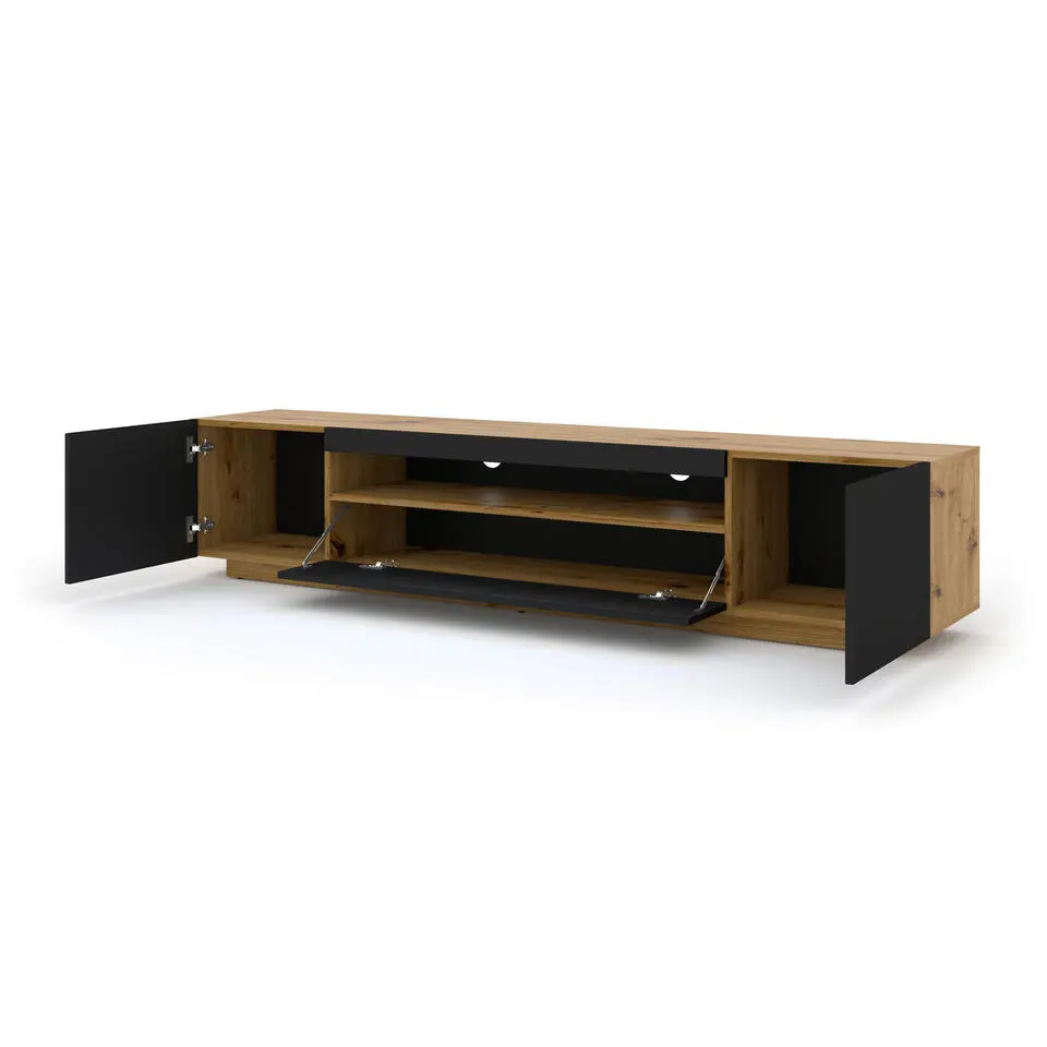 AURA TV-meubel 200 cm universeel artisan eiken / zwart mat
