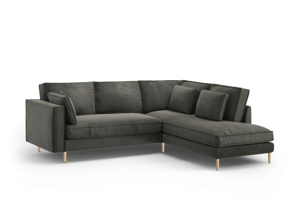 ALEXIS - Canapé d'angle 5 places en tissu structuré gris foncé
