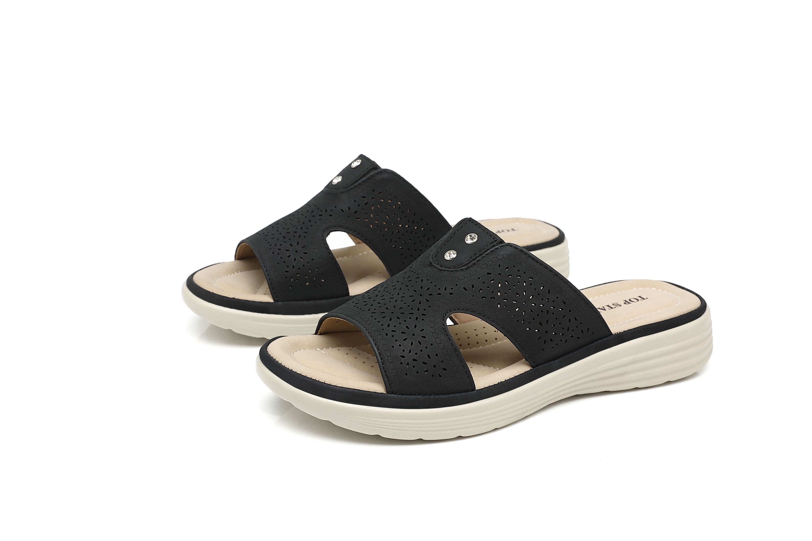 IVACHY Cushioned Cut Out Mule Lightweight Slide Sandals