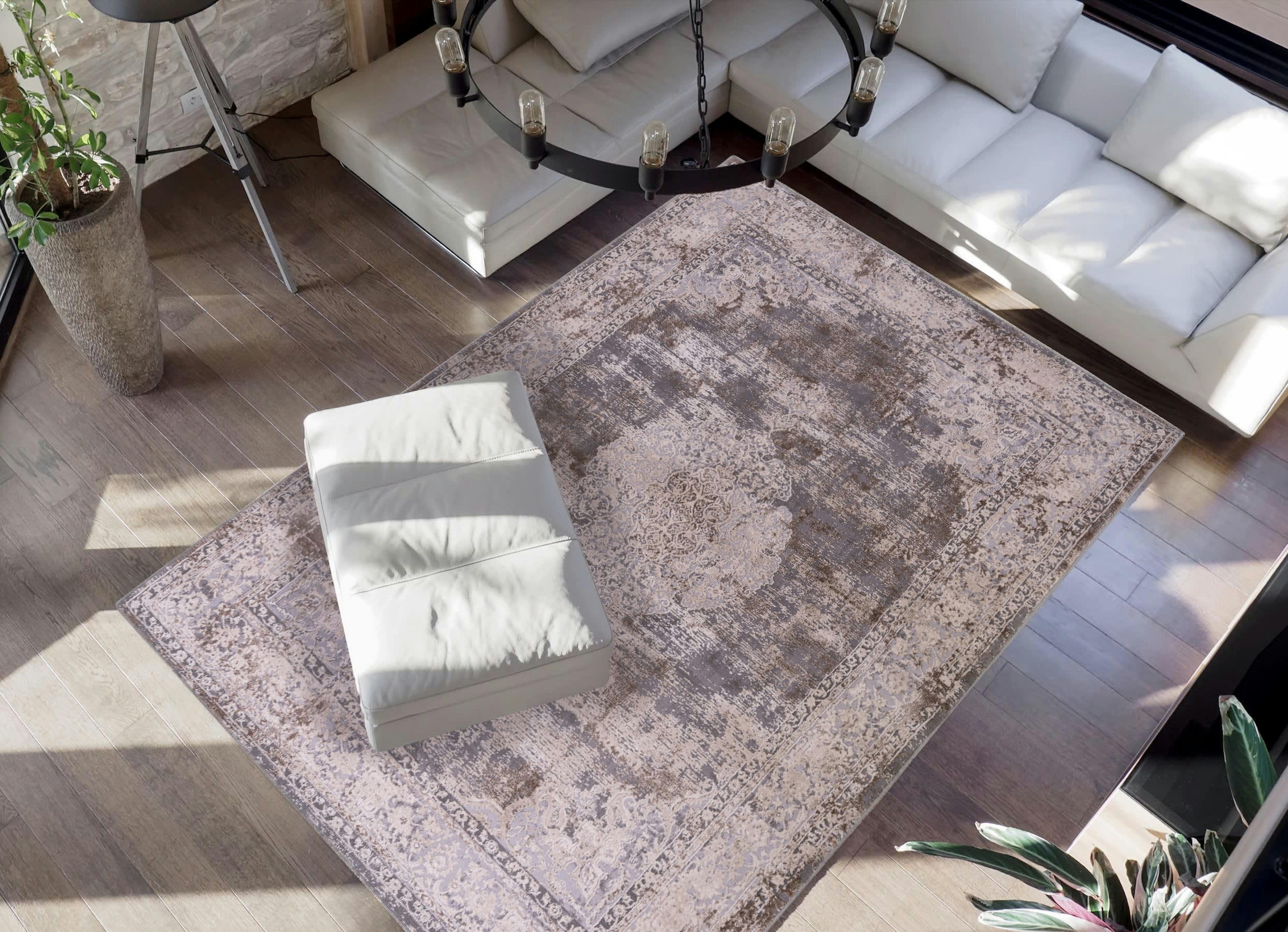 SIGNATURE - Tapis abstrait beige 120x170cm