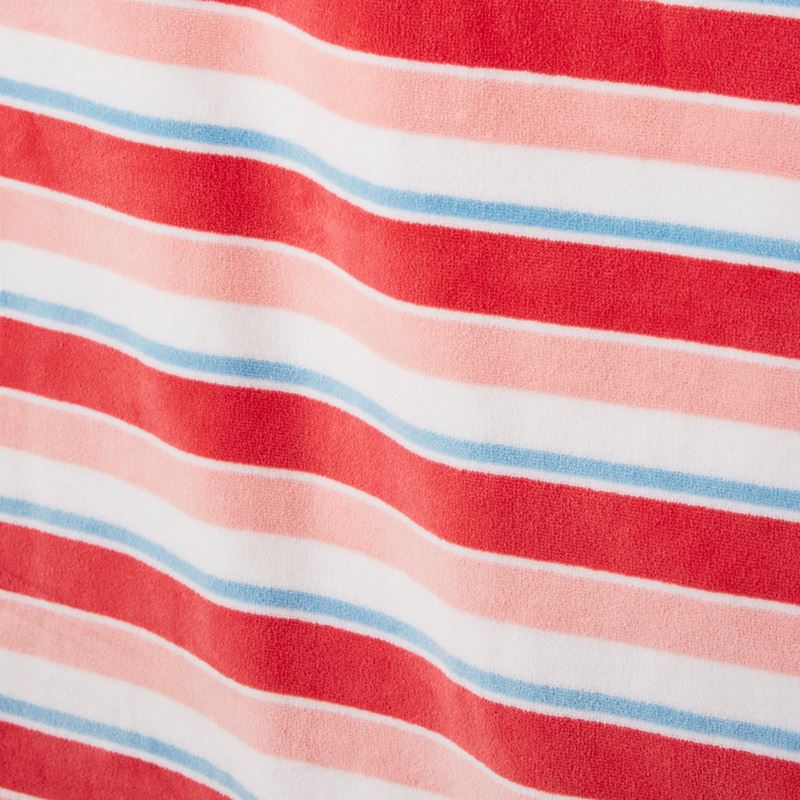 Velour Ocean Stripe Red Beach Towel