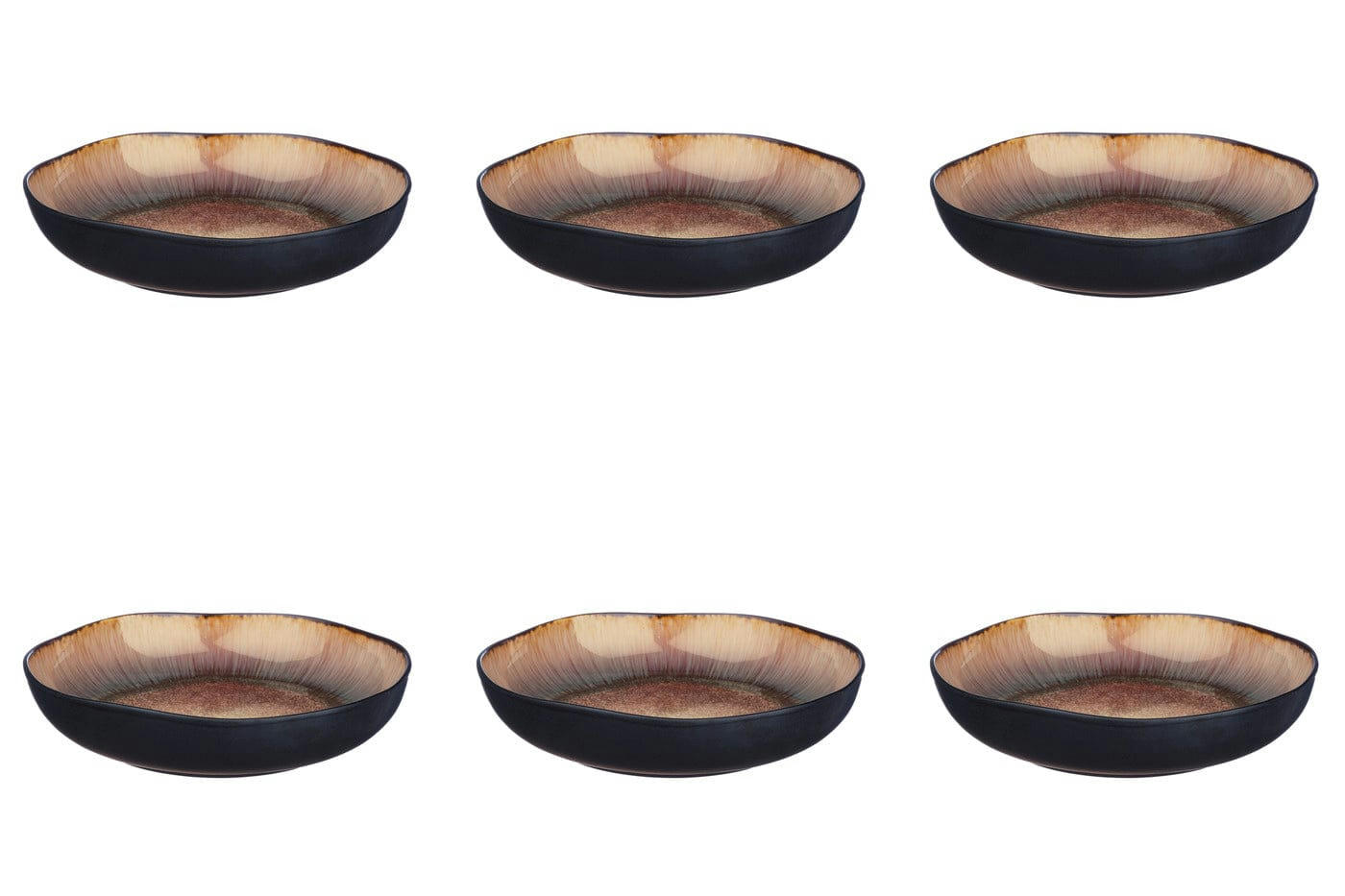 REACTIV - Lot de 6 assiettes creuses en grès marron D22.5