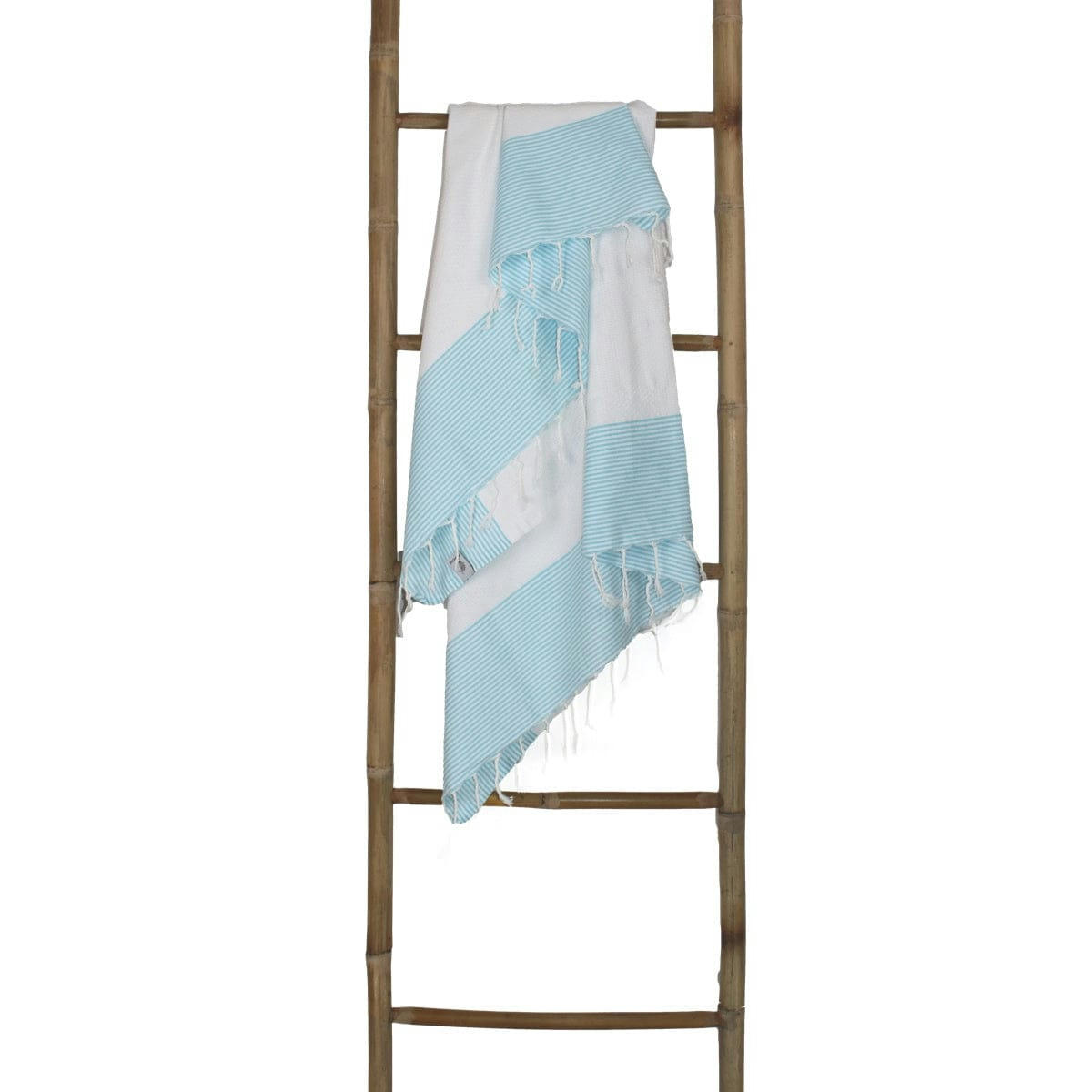 IBIZA - Fouta nid d'abeille coton  100x200 blanc / bleu aqua