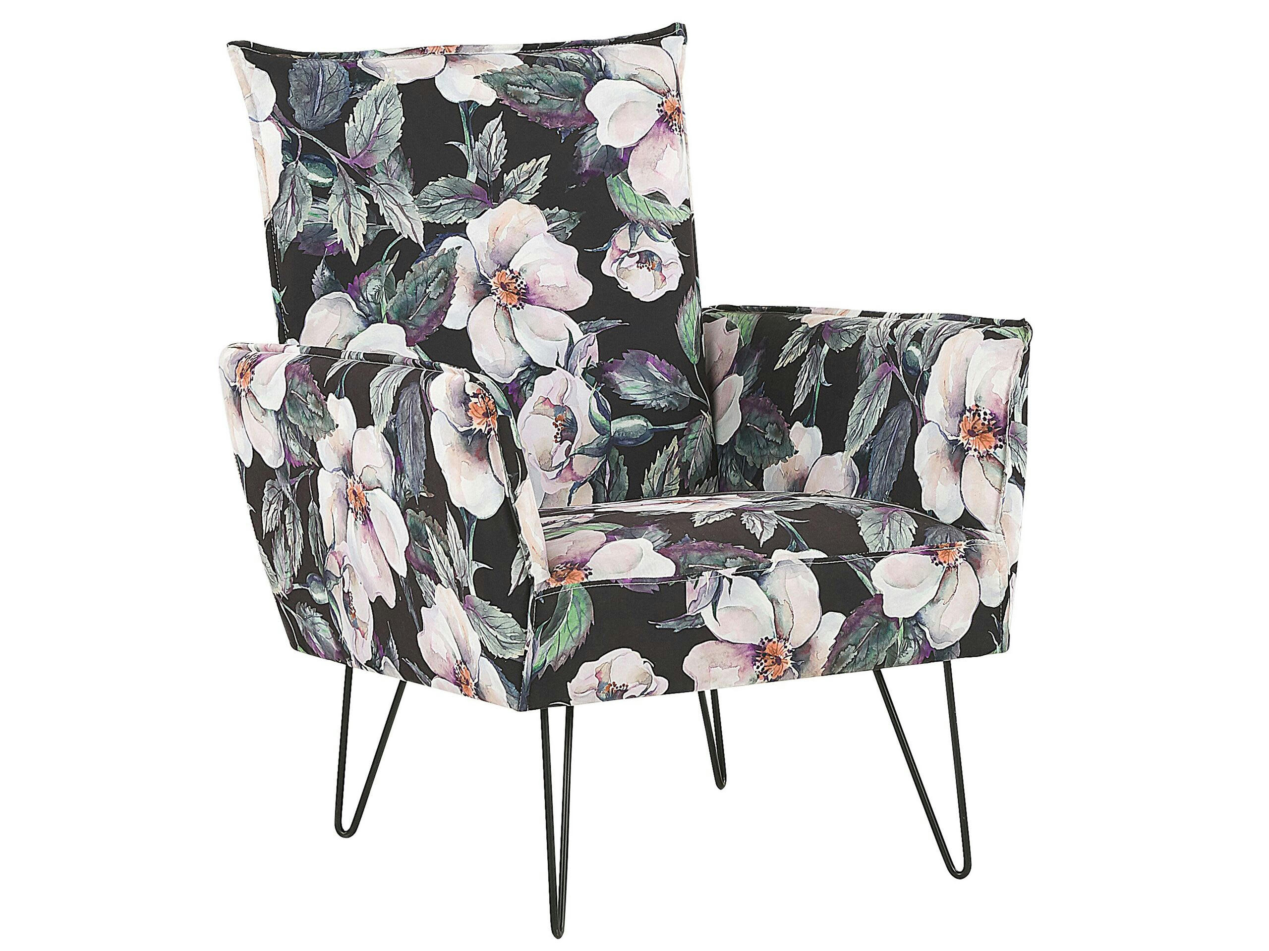 RIBE - Fauteuil en tissu à motif floral noir
