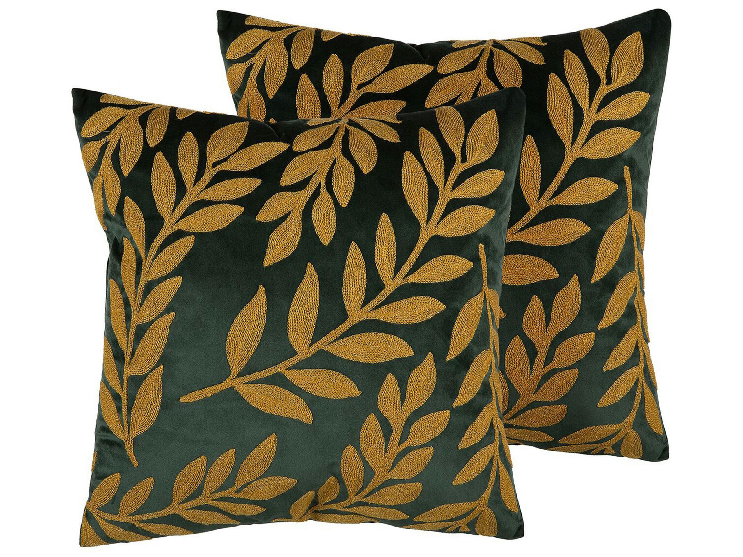 MISTLETOE - Lot de 2 coussin décoratifs en tissu vert 45x12cm