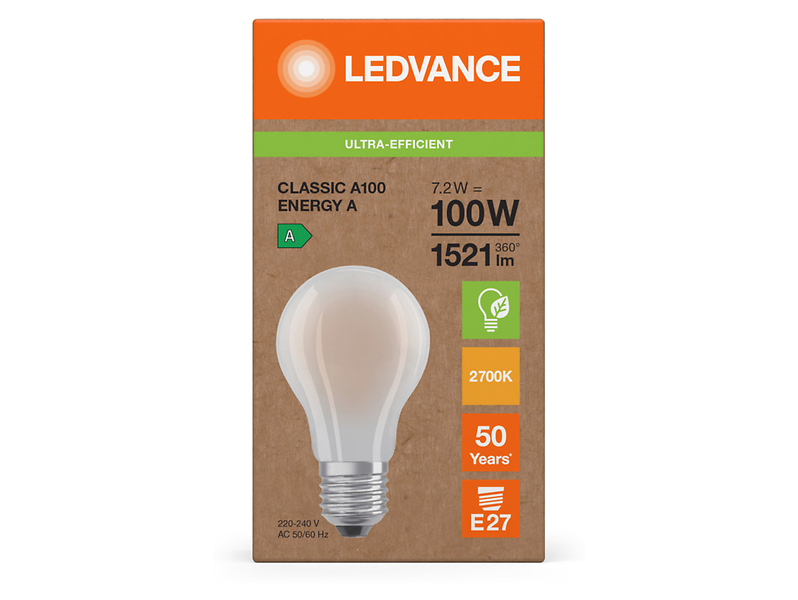 Żarówka LED Bańka E27 7,2W z ciepłą barwą światła