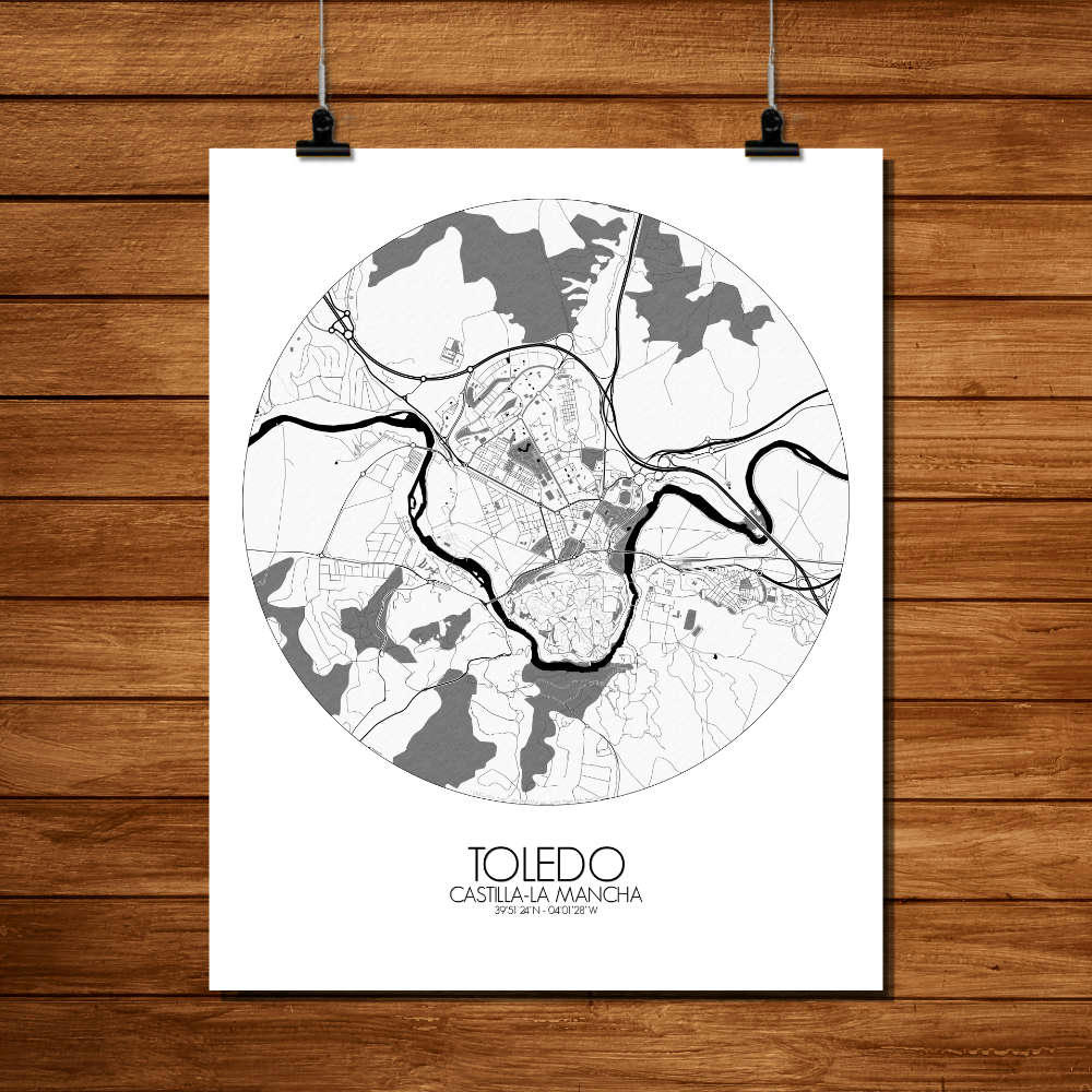 - Affiche Tolède Carte ronde 40x50