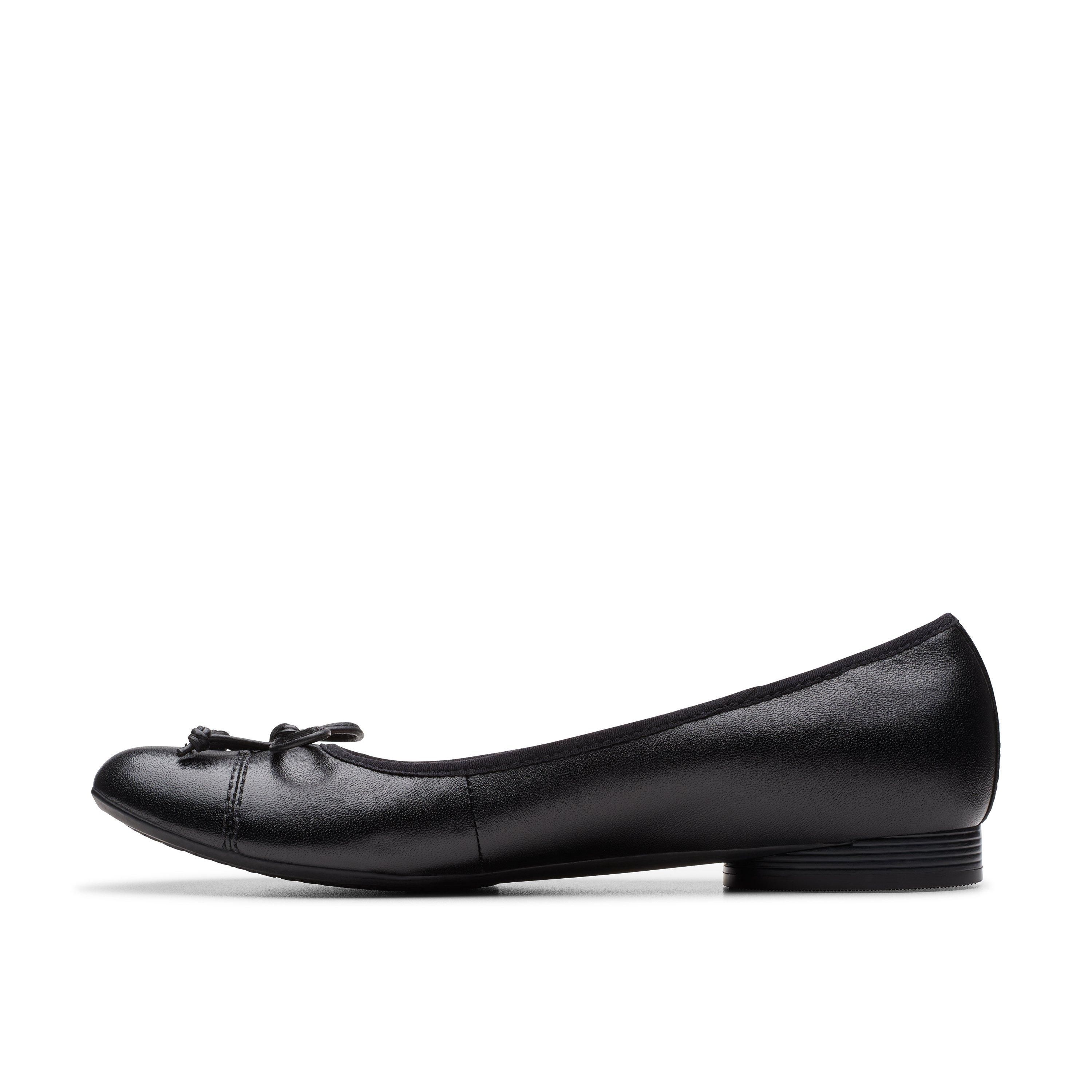 Clarks Loreleigh Rae Black Leather Slip Ons,Ballet Pumps