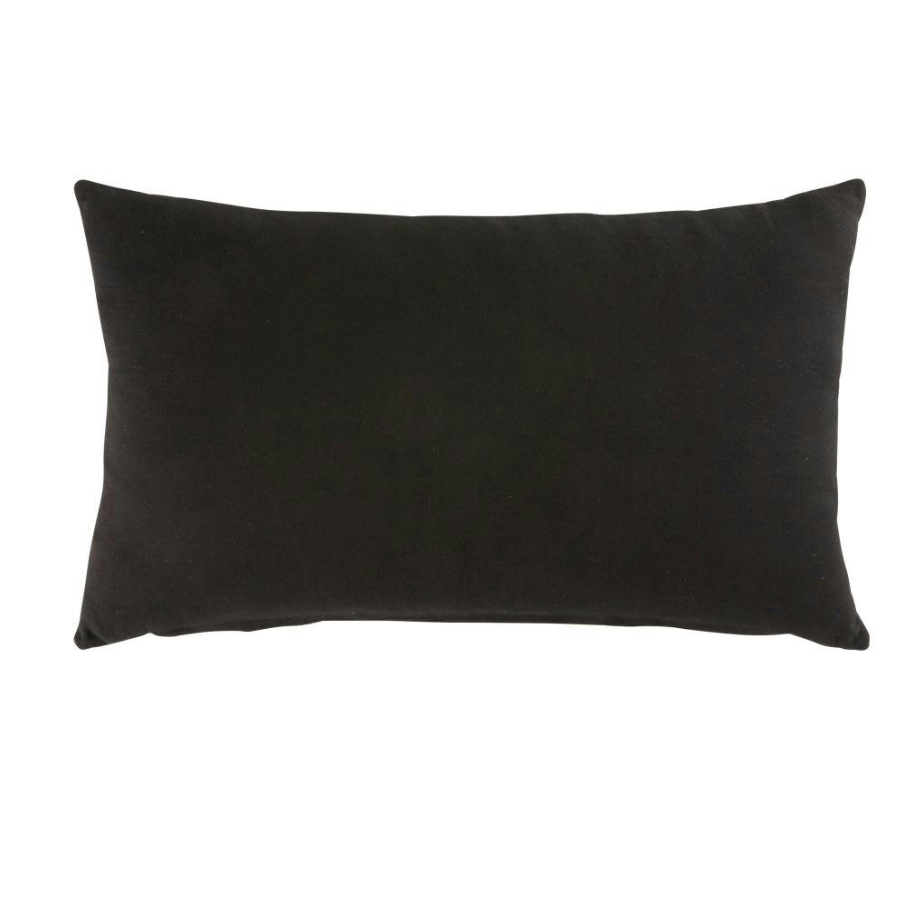 - Coussin en cuir et coton noir effet matelassé 30x50