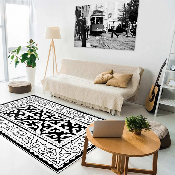 Vinyl Teppich »Nimani«, BxL:203 cm x 136 cm, schwarz|weiß