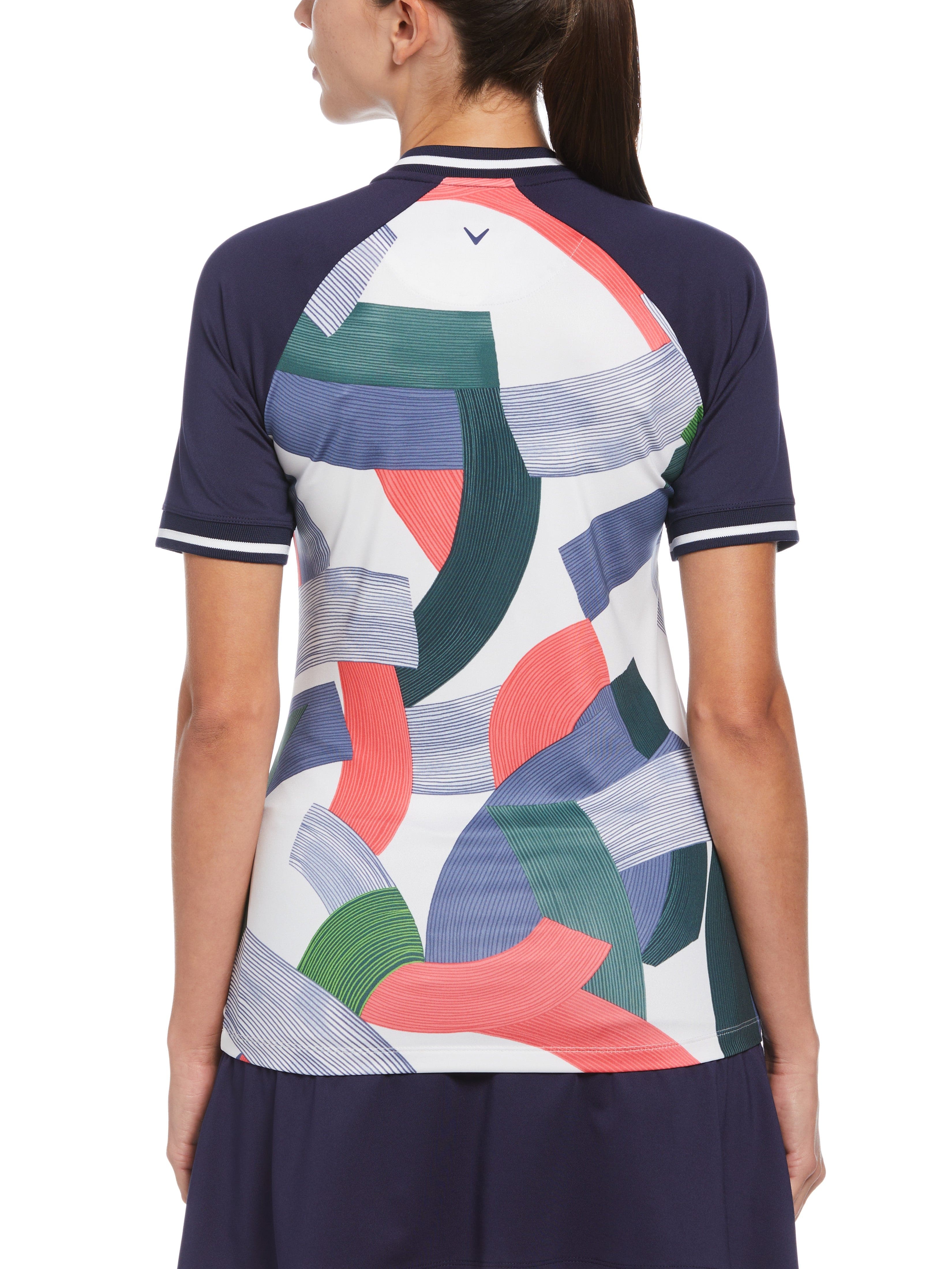 Womens Ribbons Polo w/ Ribbed Collar & Cuff