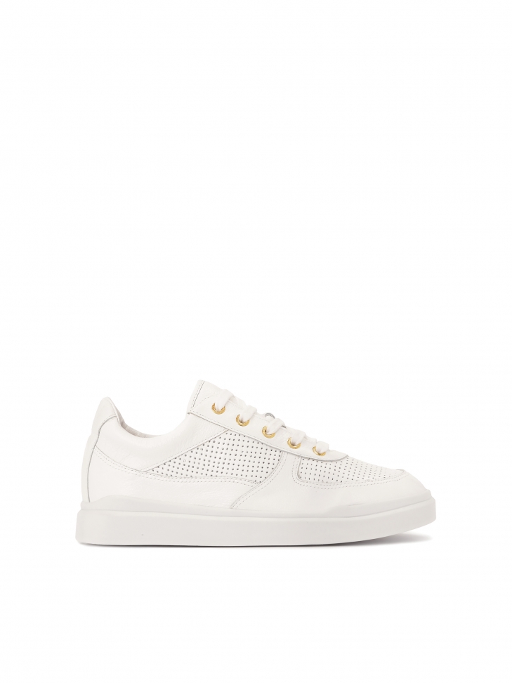 Perforated white leather sneakers