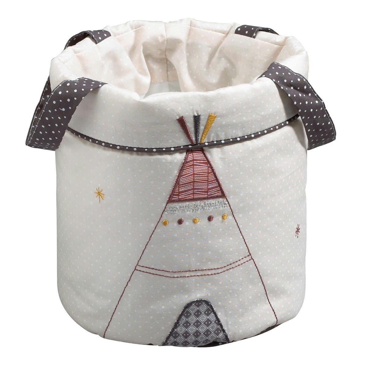 TIMOUKI - Lot de 3 panières gigognes en tissu en coton  beige