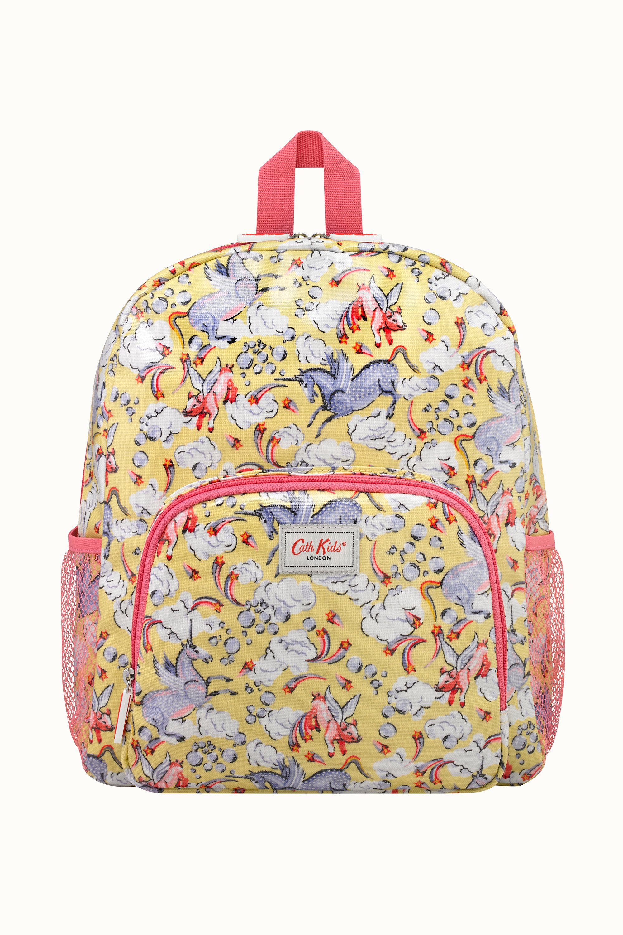 Unicorn Kids Yellow Classic Large Backpack with Mesh Pocket